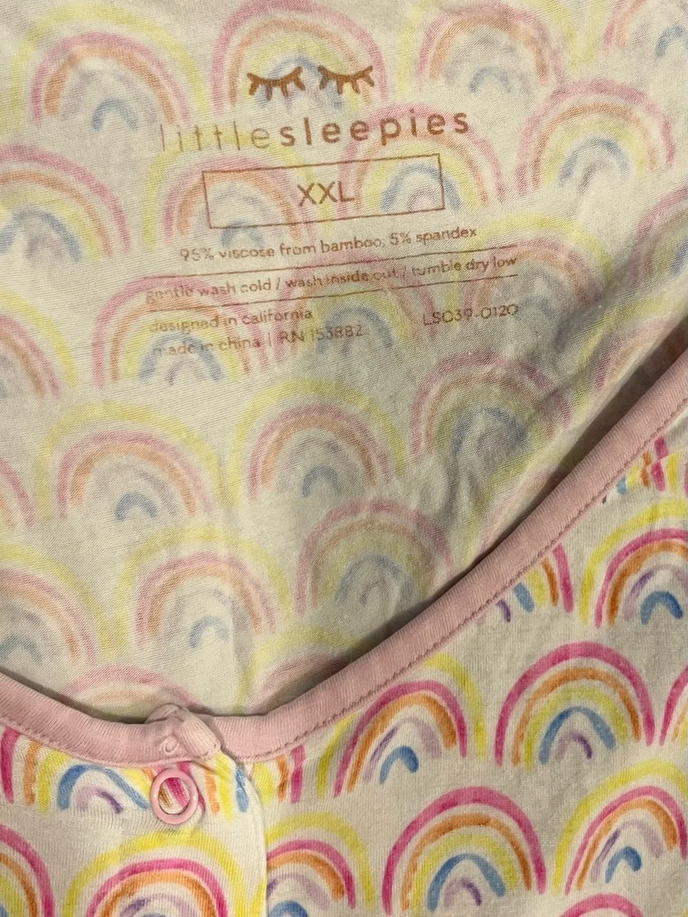 Little Sleepies Women’s Pastel Rainbow Short Sleeve Pajama Night Shirt Size XXL